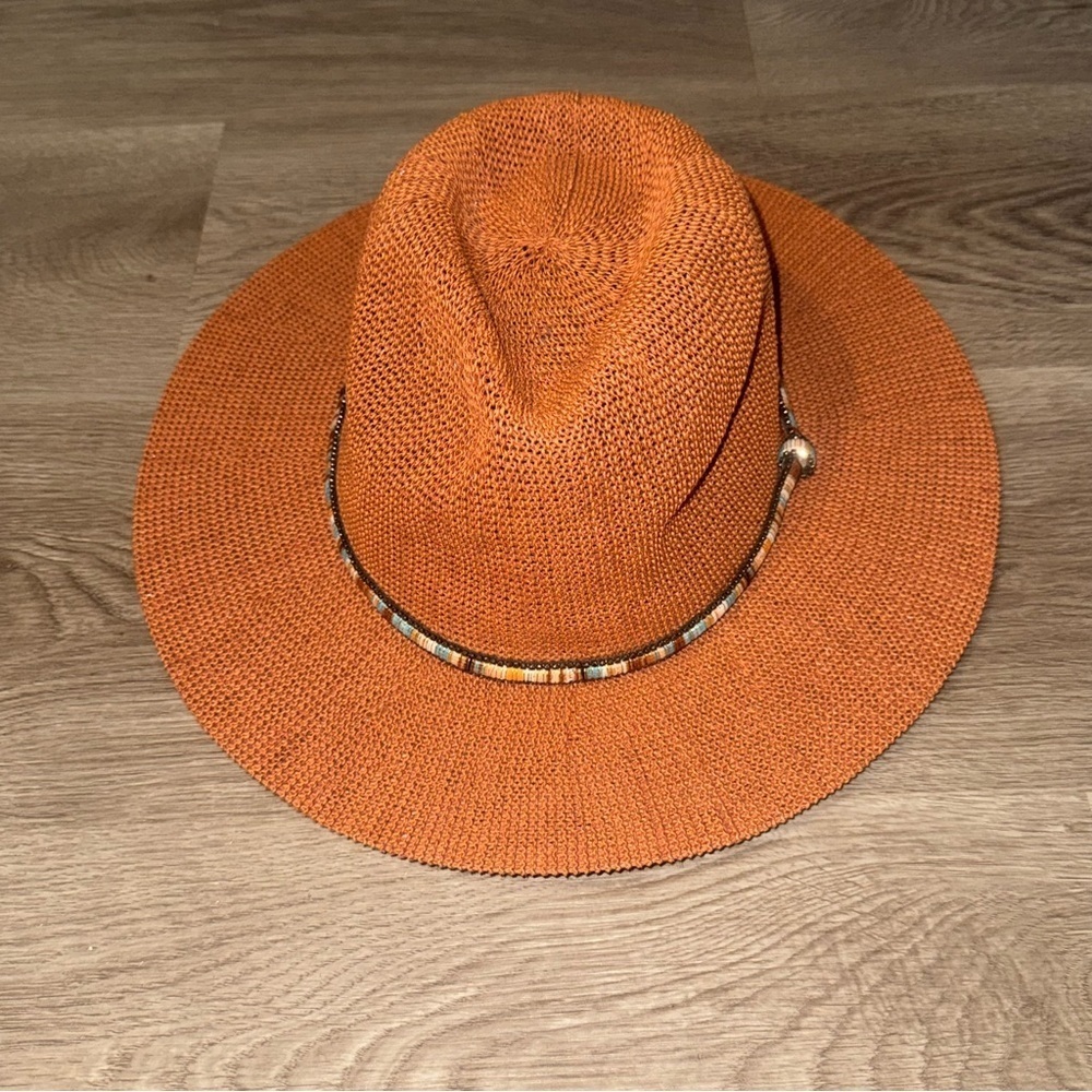 Anthropologie Orange Fedora Sun Hat - Picture 3 of 10
